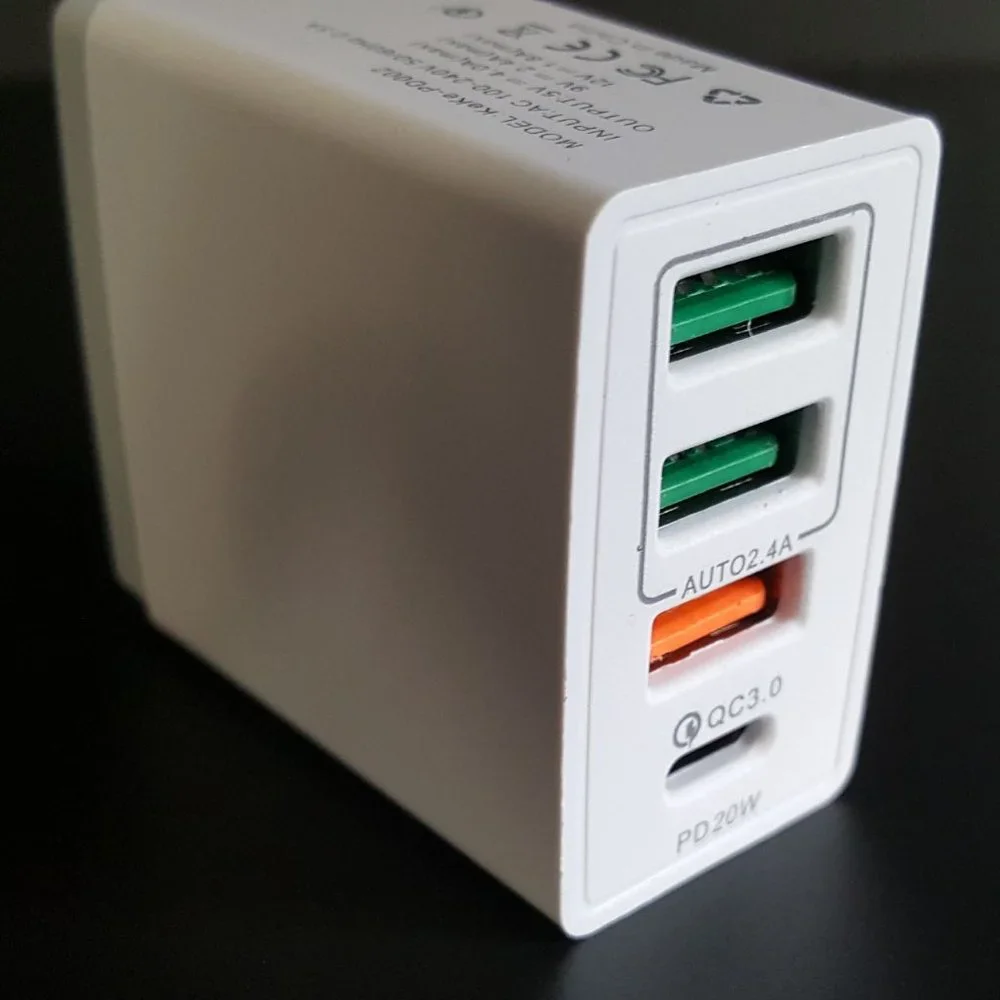 4 Port Fast PD Wall Charger Type C Port and USB A Ports QC 3.0 Quick Charge